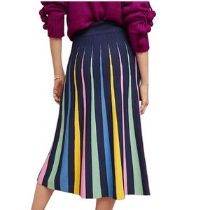 Maeve Rainbow Colorful Striped Midi Skirt